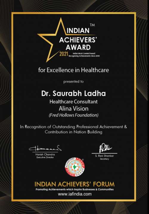 Indian Achievers' Award for Excellence in Healthcare 2021